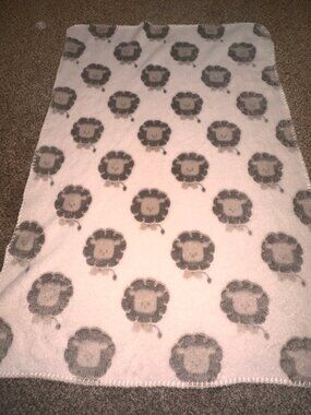 Stephan Baby Lions Baby Blanket Ivory Tan Lovey Fleece Soft 30 X 40”